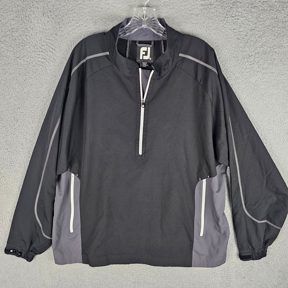 FootJoy Pullover Mens XL Black 32609 Golf 1/4 Zip Lightweight Windbreaker Jacket